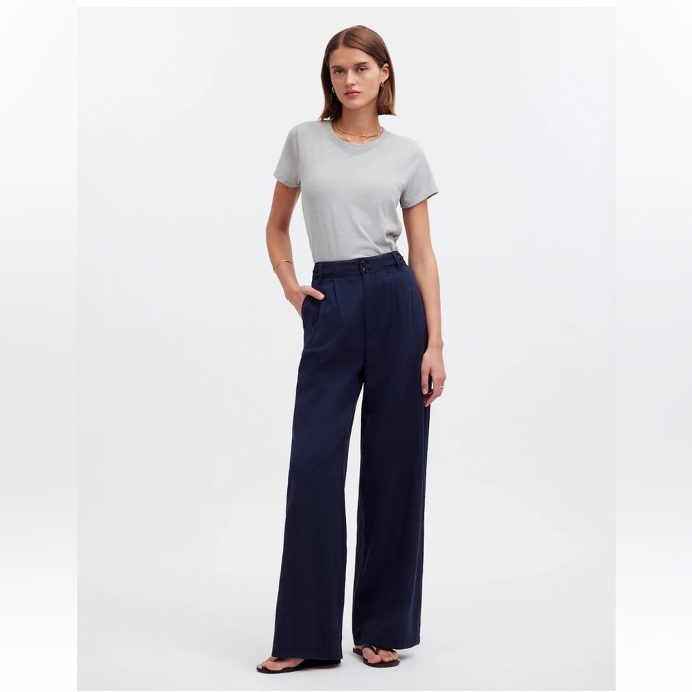 Madewell Harlow wide leg pants deep indigo navy 4